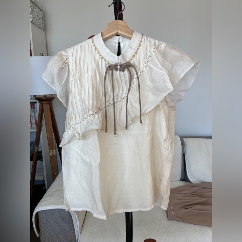 Two pieces Beaded elegant Polyester Tee A-Line Skirts Women Dress